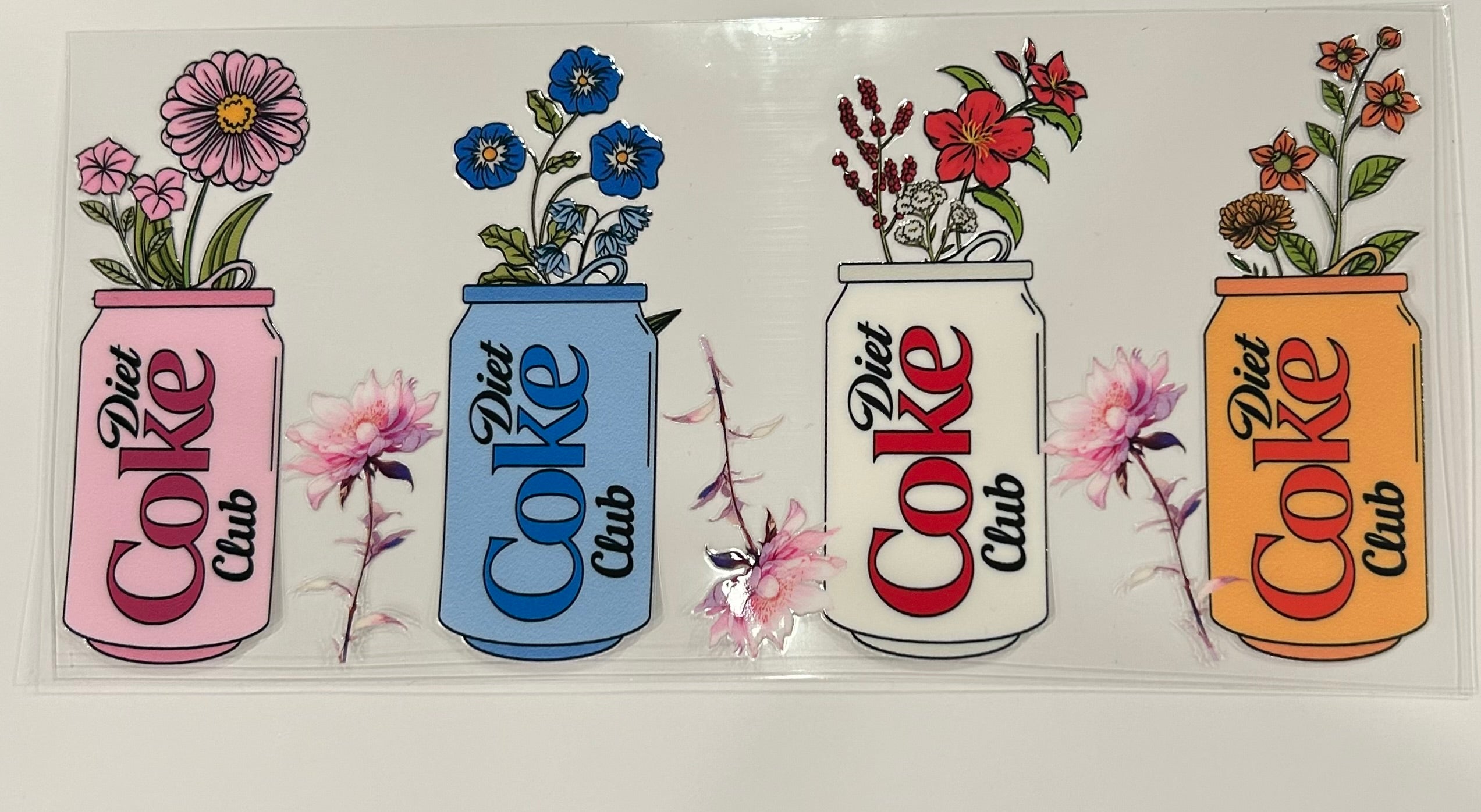 Diet Coke with flowers